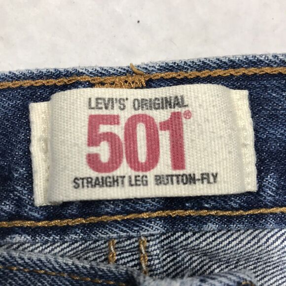 Y2K LEVIS 501 Jean Men 36X32 (38/34 tag) Button Fly Medium Wash Straight Leg - Picture 12 of 16